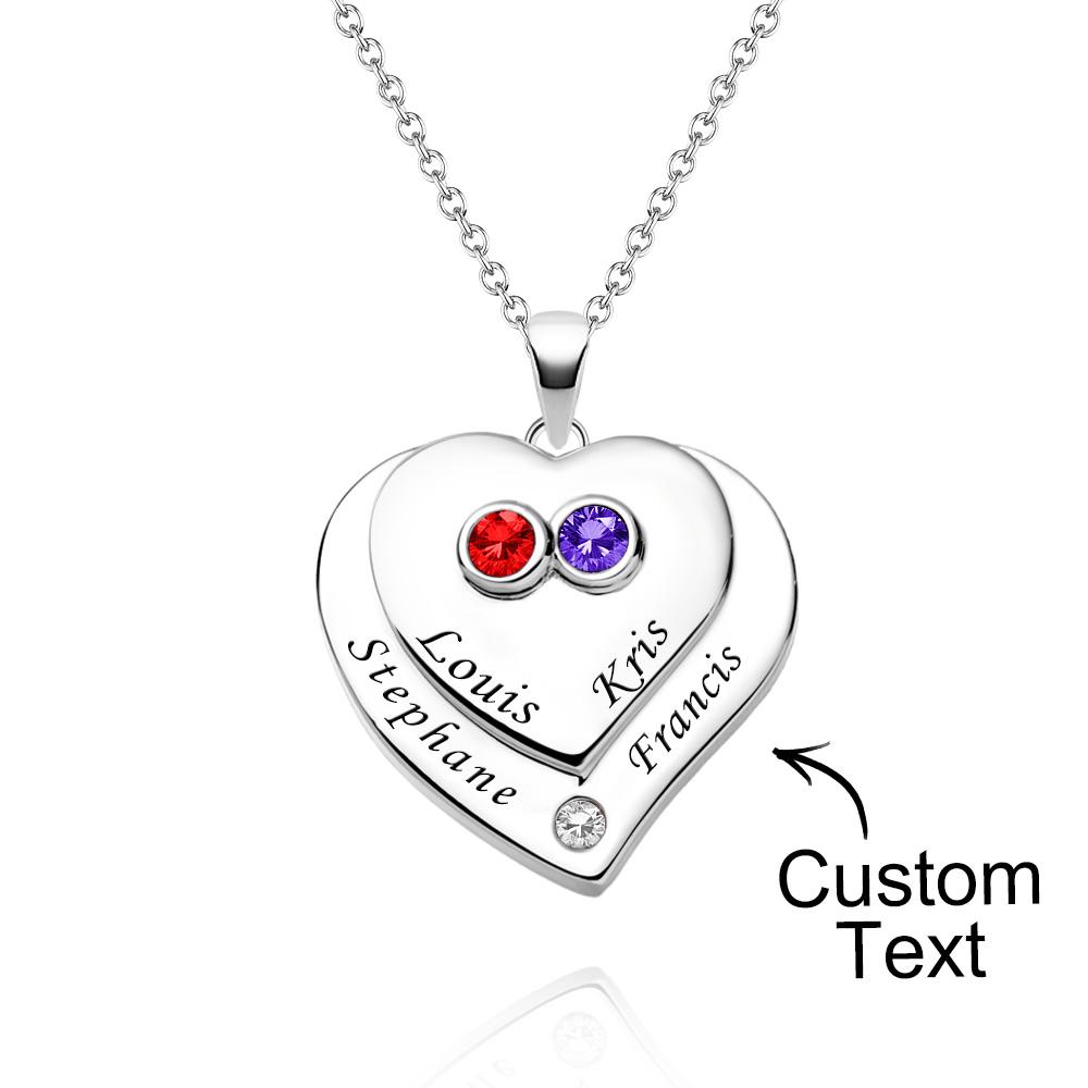 Engravable Double Hearts Necklace With Birthstone Beautiful Jewellery Gifts For Her - soufeeluk
