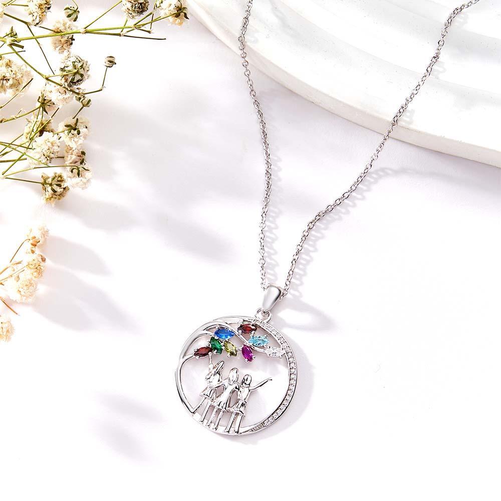 Custom Birthstone Necklace Three Girls Zircon Necklace Jewellery Gifts For Friends - soufeeluk