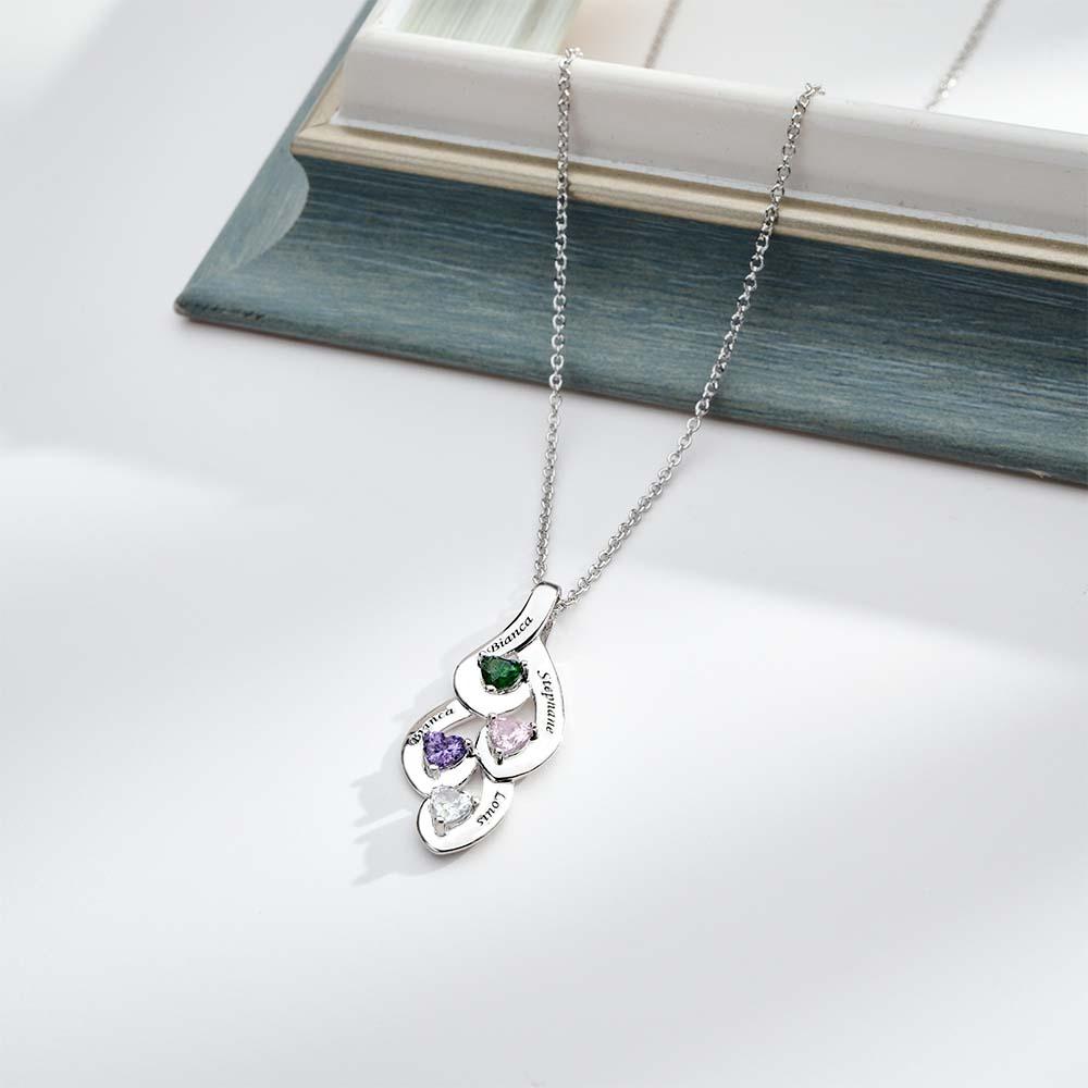 Engravable Twine Heart Birthstone Necklace Colorful Jewellery For Women - soufeeluk