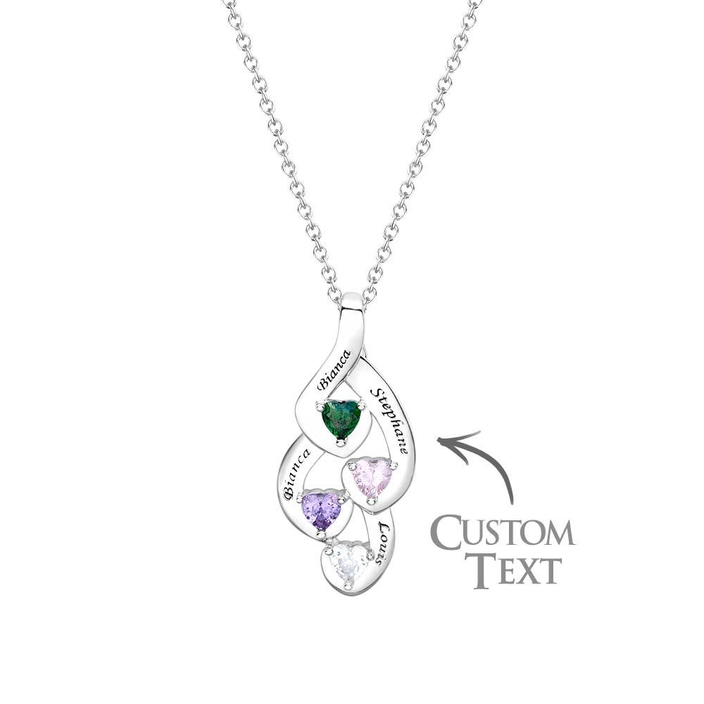 Engravable Twine Heart Birthstone Necklace Colorful Jewellery For Women - soufeeluk