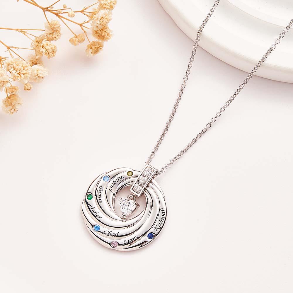 Elegant Birthstone Necklace With Text Circle Pendant Gifts For Women - soufeeluk