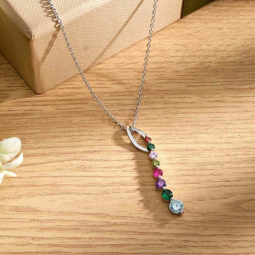 Personalised Birthstone Necklace Creative Colorful Pendant Jewellery For Her - soufeeluk