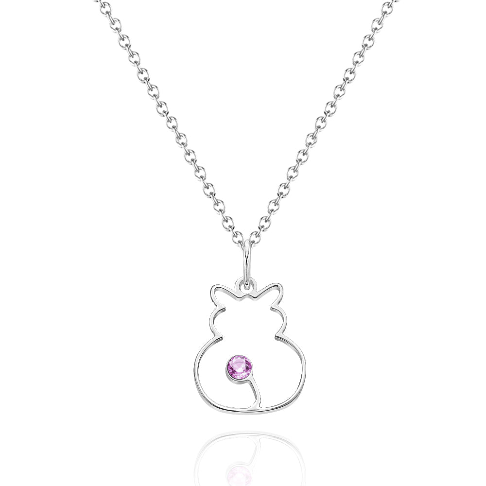 Custom Cat Necklace with Birthstone Necklace Birthday Anniversary Gift for Pet Lover - soufeeluk