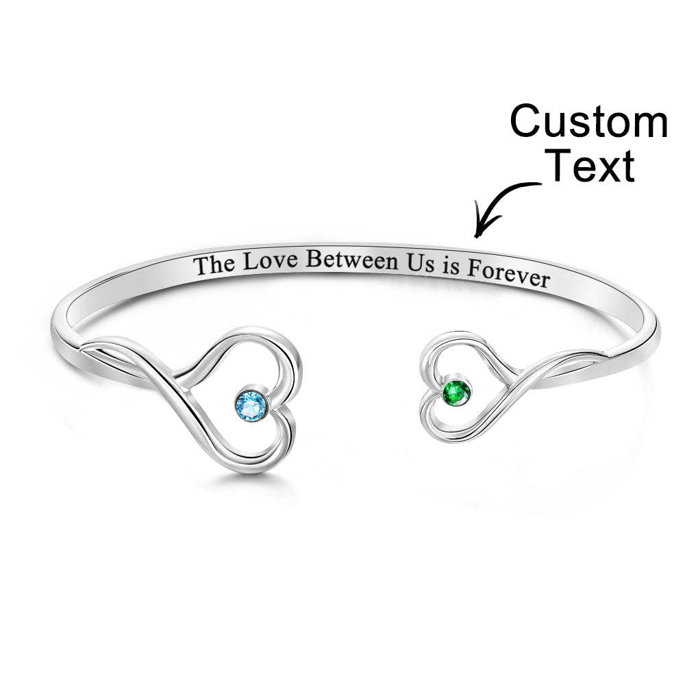 Custom Double Birthstone Heart Bracelet Romantic Couple Gift - soufeeluk