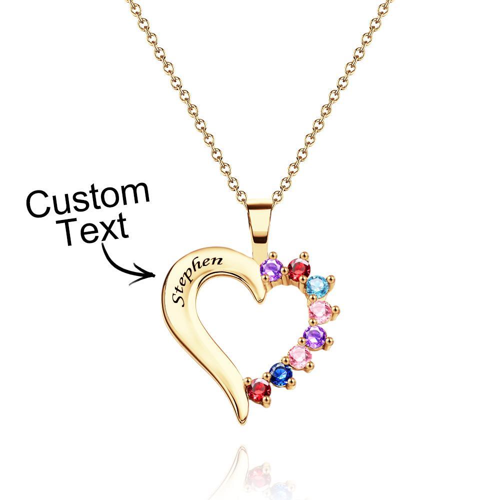 Fashion Birthstone Necklace Heart-Shaped Pendant For Her - soufeeluk