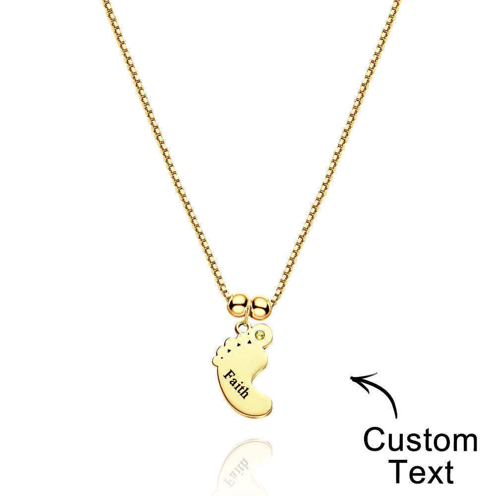 Custom Name Birthstone Baby Feet Charm Necklace For Christmas - soufeeluk