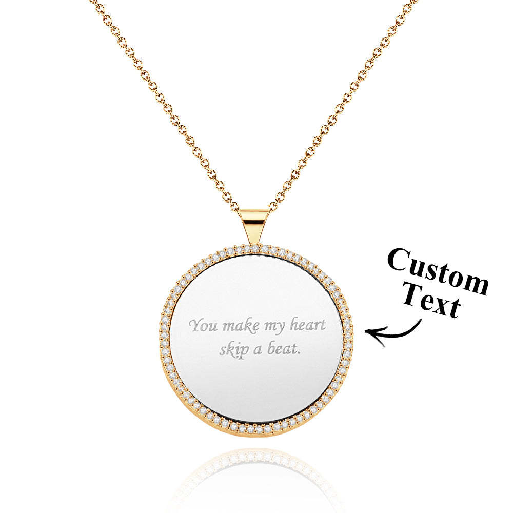 Engravable Mirror Necklace Elegant Ziron Pendant Jewellery Gifts For Women - soufeeluk
