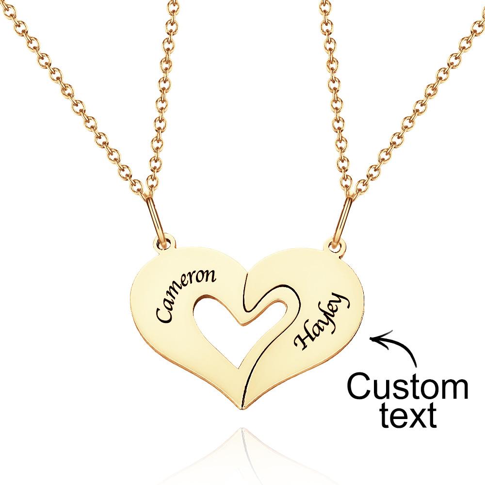 Personalised Engraved Heart Puzzle Necklace Custom Creative Pendant For Couples - soufeeluk