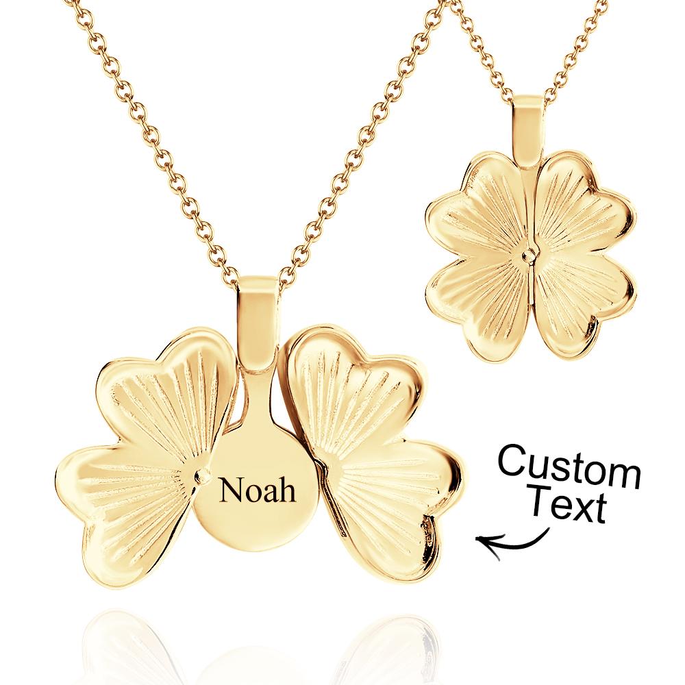 Custom Name Lucky Clover Necklace Personalised Engraved Necklace Gift for Her - soufeeluk