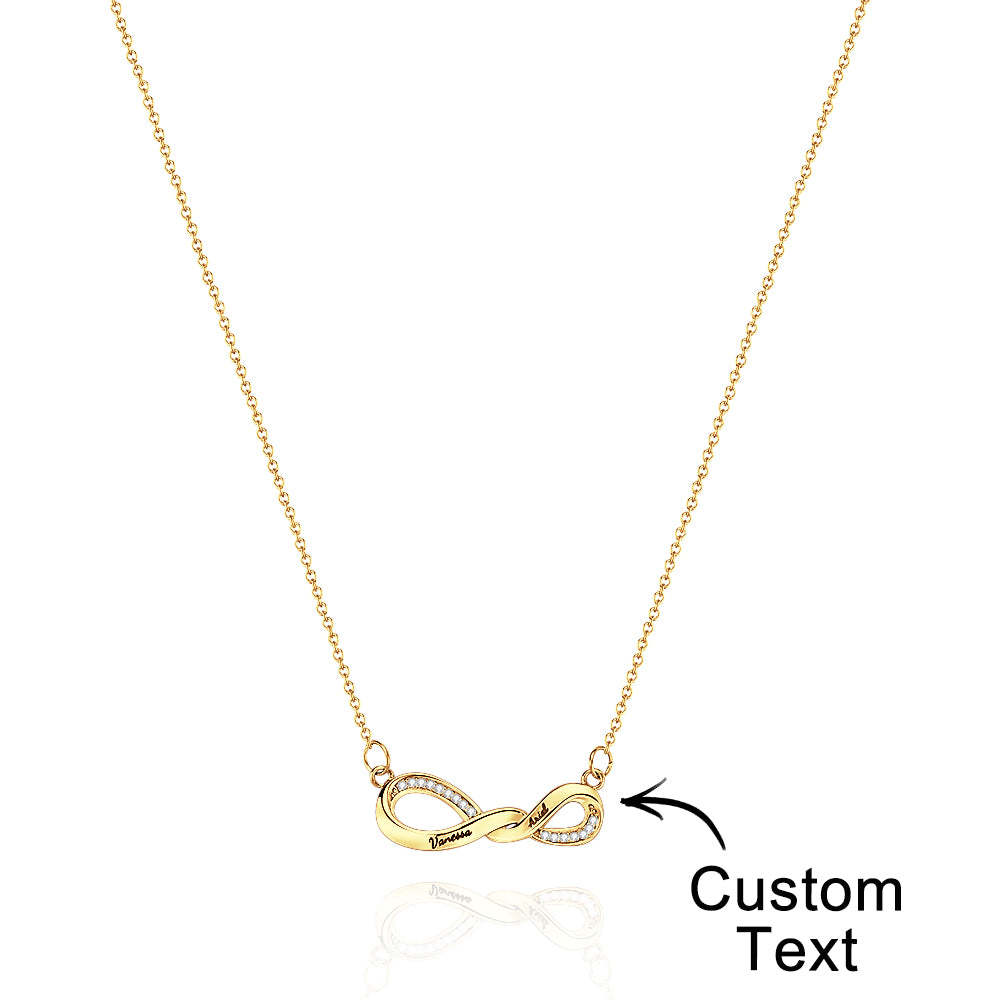 Radiant Engravable Necklace Twisted Infinity Memorial Pendant Gift For Her - soufeeluk