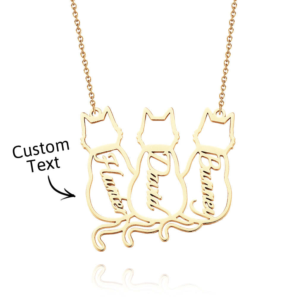 Custom Cat Necklace with Personalised Name Custom Pet Jewellery Cat Jewellery Gifts For Cat Lovers Memorials Gift - soufeeluk