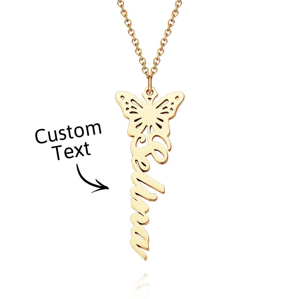 Custom Dainty Birth Butterfly Name Necklace Birthday Bridesmaid Gifts for Mom/Wife/Family/Best Friends - soufeeluk
