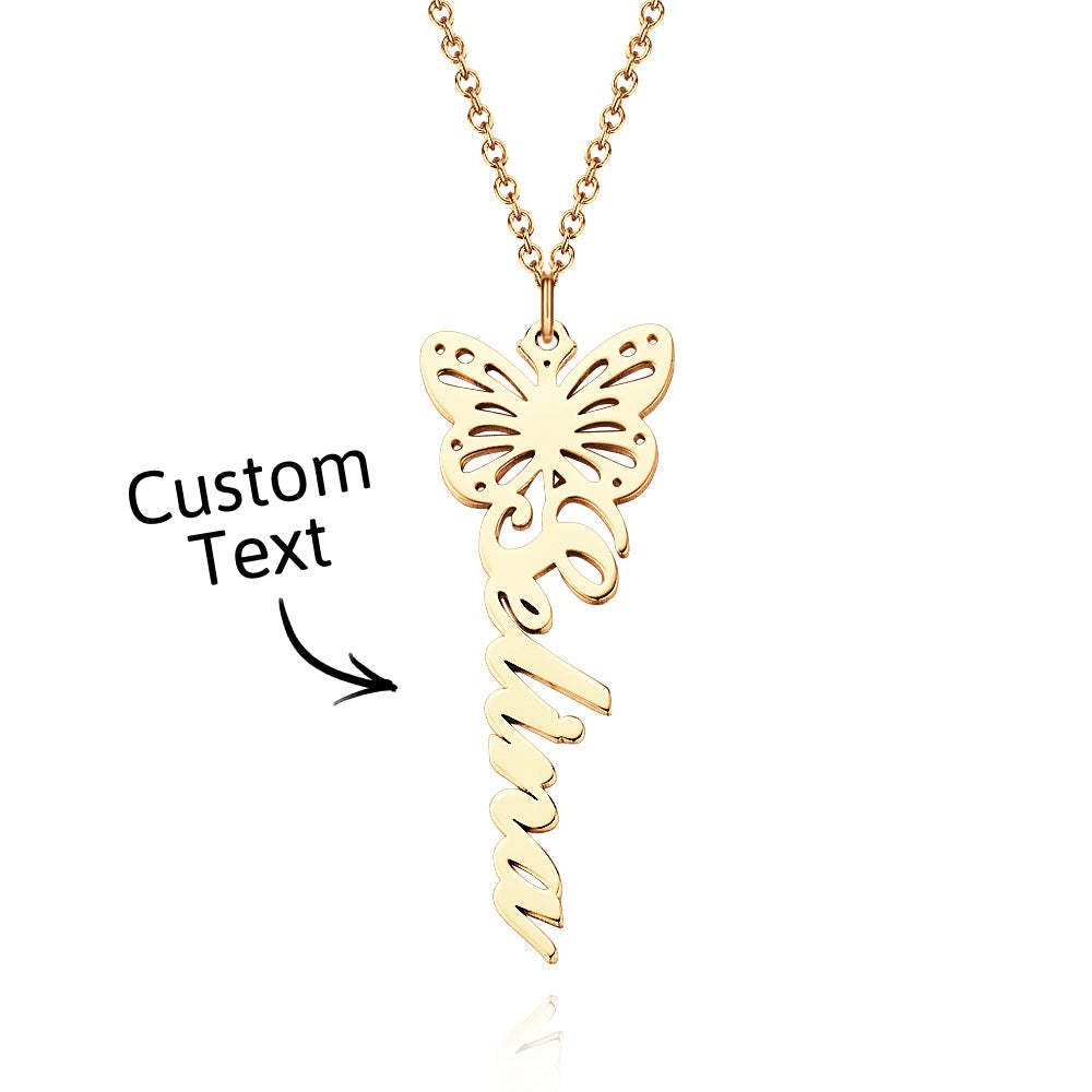 Custom Dainty Birth Butterfly Name Necklace Birthday Bridesmaid Gifts for Mom/Wife/Family/Best Friends - soufeeluk