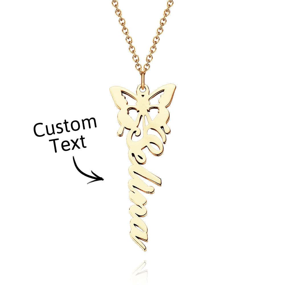 Custom Dainty Birth Butterfly Name Necklace Birthday Bridesmaid Gifts for Mom/Wife/Family/Best Friends - soufeeluk