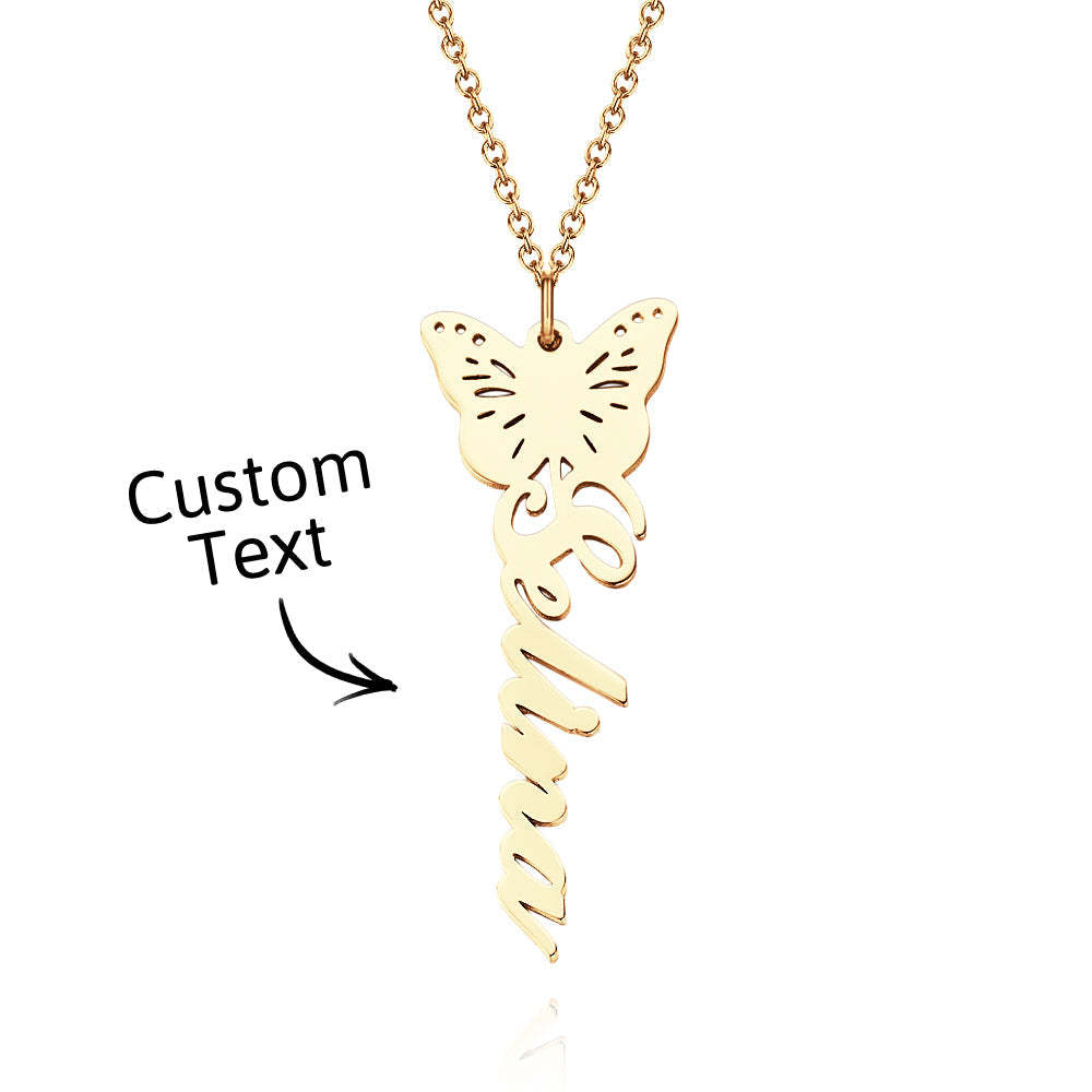 Custom Dainty Birth Butterfly Name Necklace Birthday Bridesmaid Gifts for Mom/Wife/Family/Best Friends - soufeeluk