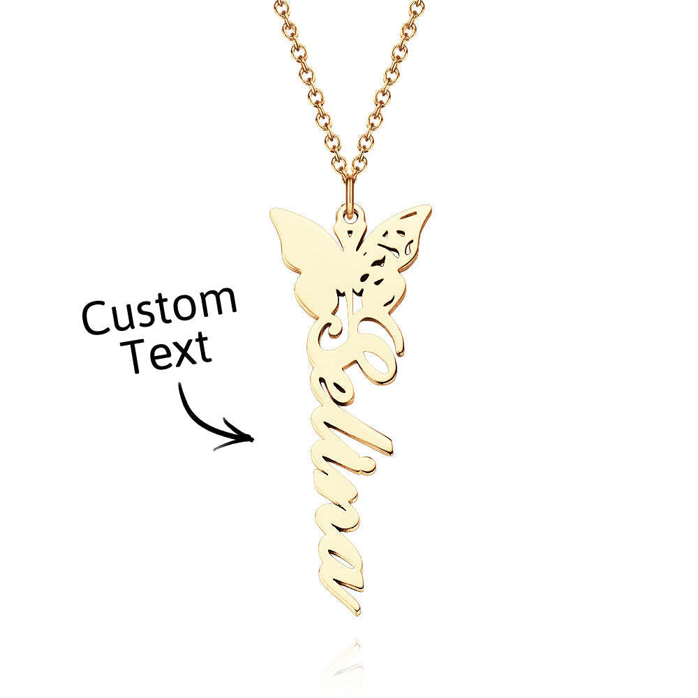 Custom Dainty Birth Butterfly Name Necklace Birthday Bridesmaid Gifts for Mom/Wife/Family/Best Friends - soufeeluk