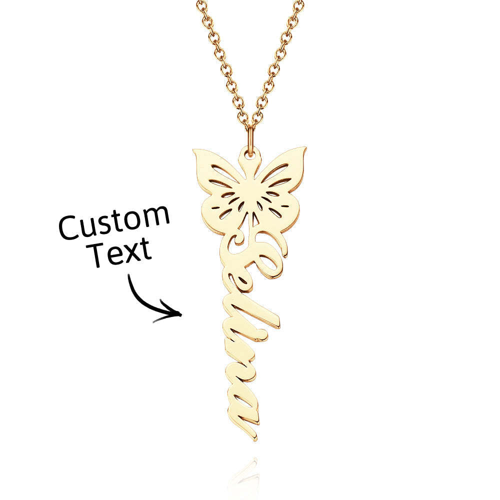 Custom Dainty Birth Butterfly Name Necklace Birthday Bridesmaid Gifts for Mom/Wife/Family/Best Friends - soufeeluk