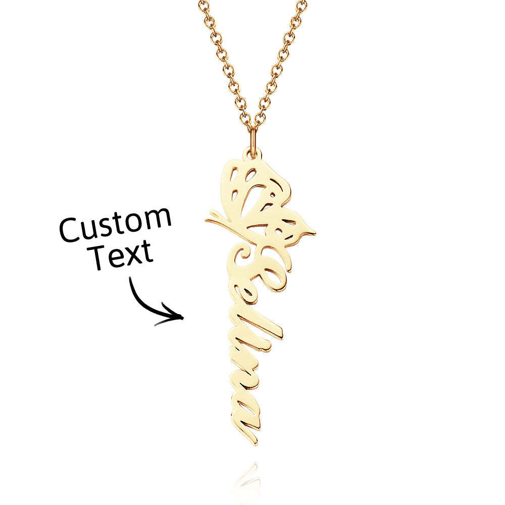 Custom Dainty Birth Butterfly Name Necklace Birthday Bridesmaid Gifts for Mom/Wife/Family/Best Friends - soufeeluk