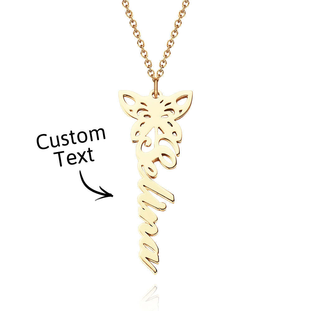 Custom Dainty Birth Butterfly Name Necklace Birthday Bridesmaid Gifts for Mom/Wife/Family/Best Friends - soufeeluk