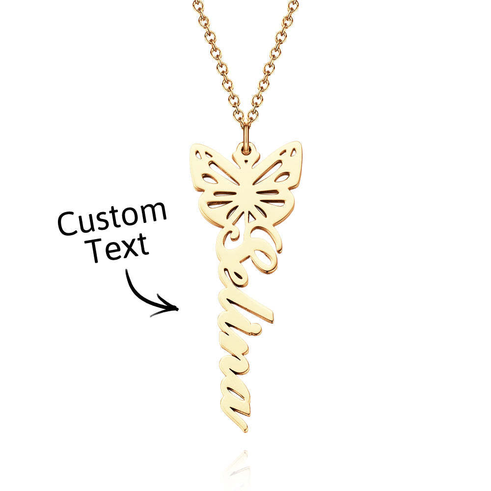 Custom Dainty Birth Butterfly Name Necklace Birthday Bridesmaid Gifts for Mom/Wife/Family/Best Friends - soufeeluk