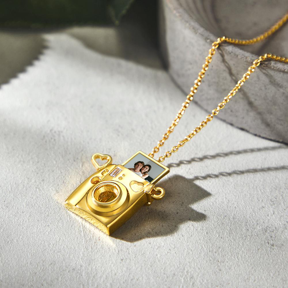 Custom Photo Engraved Camera Necklace Pendant Necklace Creative Gift for Her Couple gifts - soufeeluk