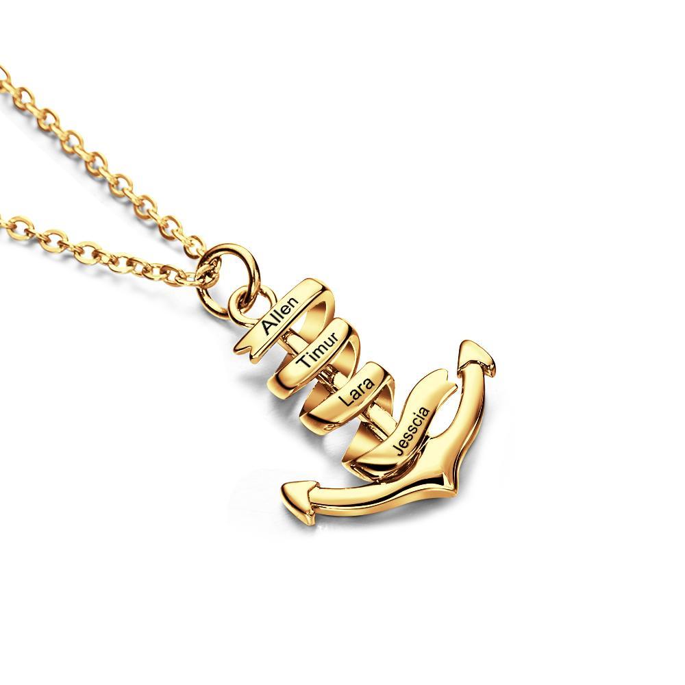 Personalised Custom Engraved Name Necklaces for Women Fashion  Anchor Heart Bar Necklace Pendant Memorial Jewellery - soufeeluk