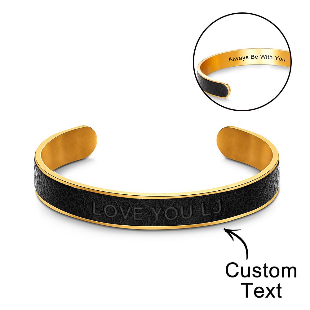 Custom Man Leather Bracelet Personalised Vintage Stainless Steel Adjustable Bracelet