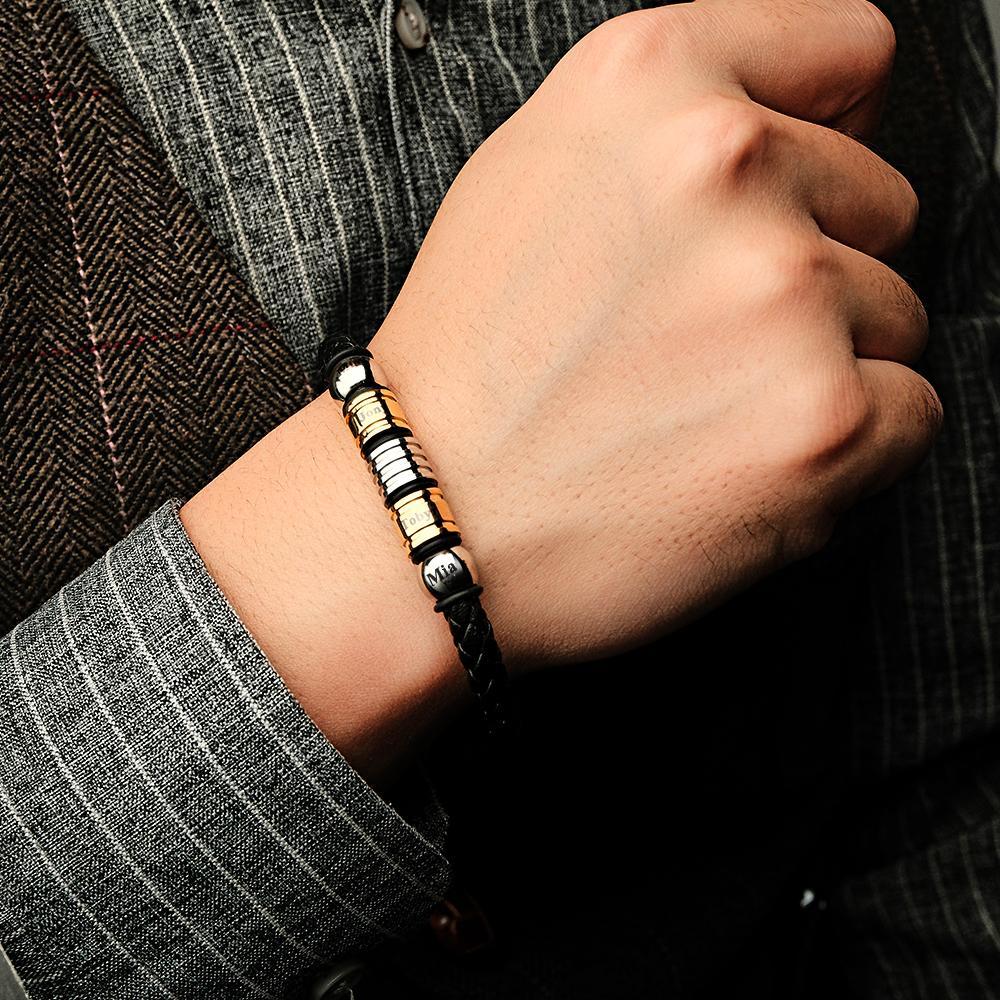 Custom Name Bracelet Bead Weave Simple Gift for Men - soufeeluk