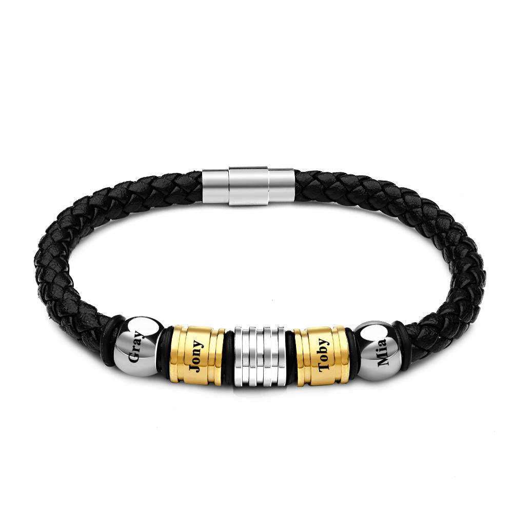 Custom Name Bracelet Bead Weave Simple Gift for Men