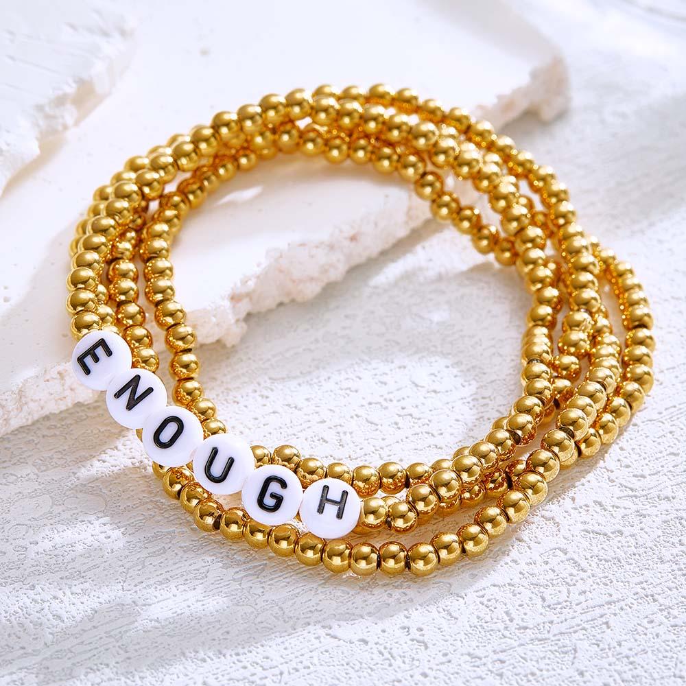 Custom Name Bead Bracelet Stack Bohemia Style Gift for Her - soufeeluk