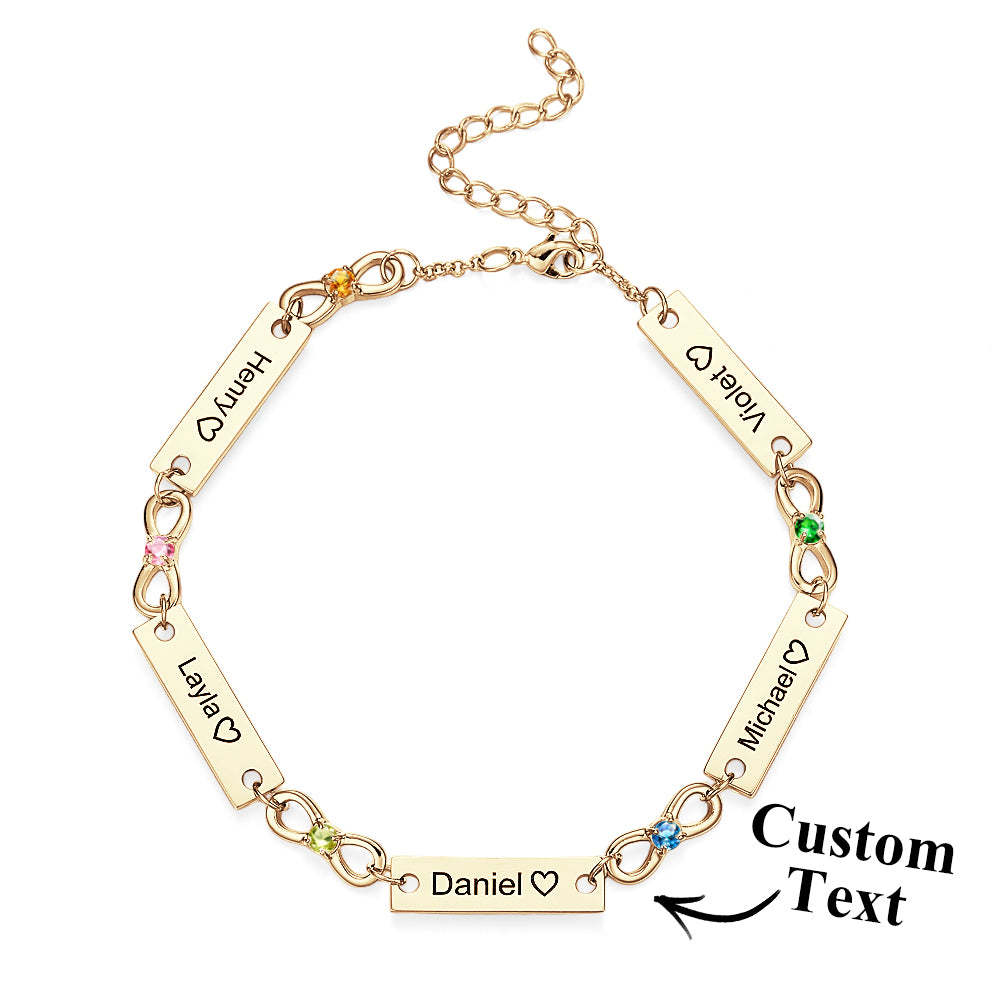 Custom Infinity Symbol Name Bracelet Personalised Stainless Steel Birthstone Bracelet for Family - soufeeluk