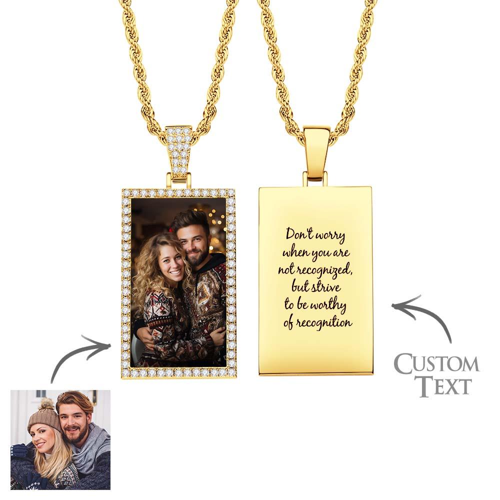 Hip Hop Photo Necklace Vintage Zircon Decor Memorial Pendant Jewellery Gifts For Men - soufeeluk