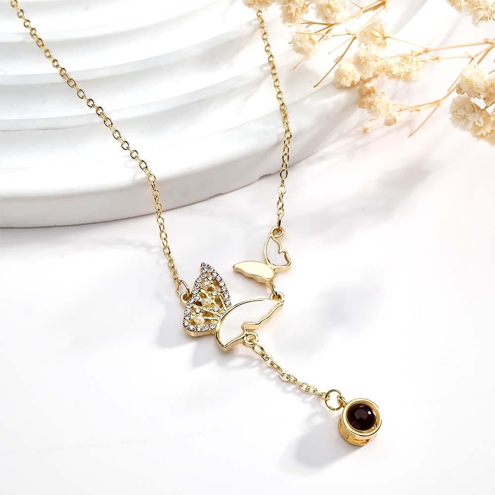 Custom Butterfly Projection Necklace Exquisite Romantic Gift for Her - soufeeluk