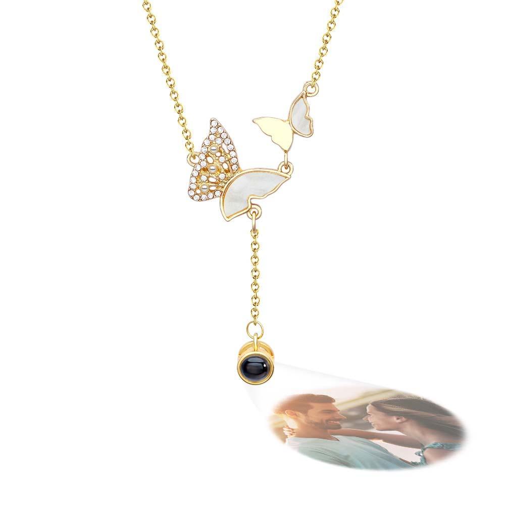 Custom Butterfly Projection Necklace Exquisite Romantic Gift for Her - soufeeluk
