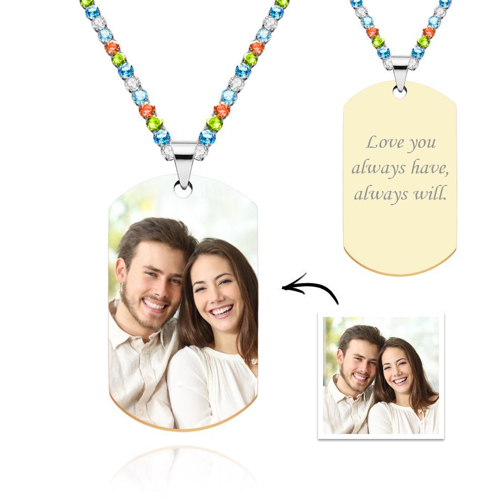 Men's Photo Tag Necklace With Engraving Tennis Chain Gifts For Him - soufeeluk