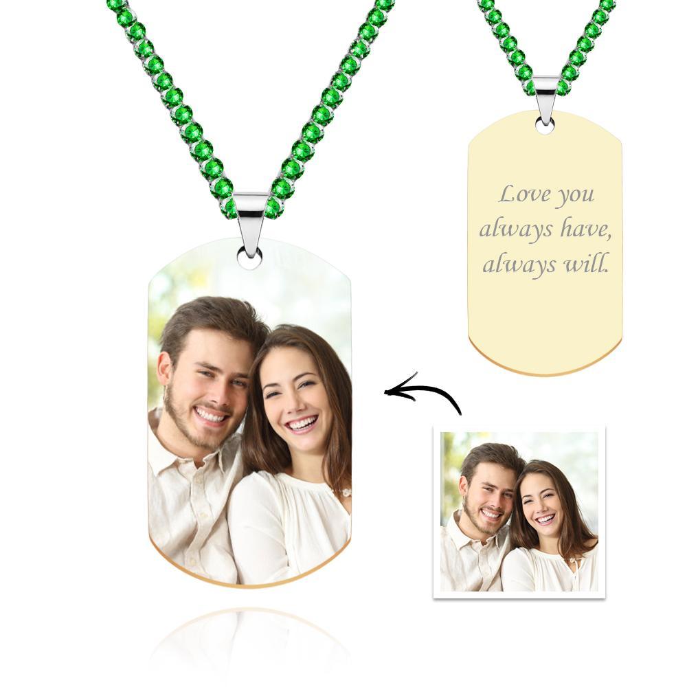 Men's Photo Tag Necklace With Engraving Tennis Chain Gifts For Him - soufeeluk