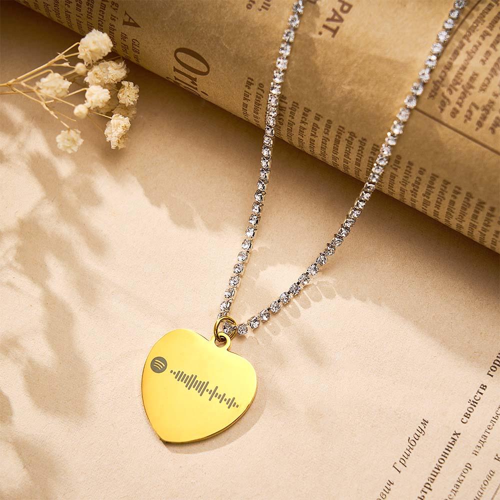 Custom Spotify Code Necklace Tennis Chain Engraved Necklace Gifts For Couple's - soufeeluk
