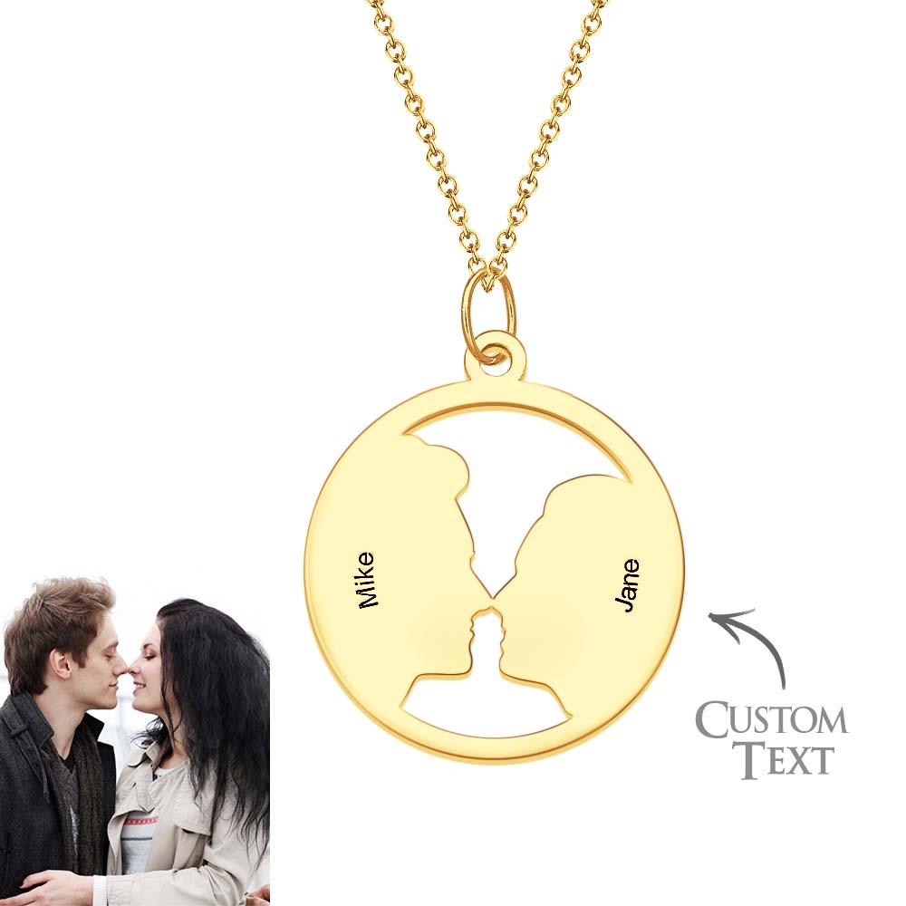 Custom Photo Silhouette Necklace for Couple with Custom Names - soufeeluk