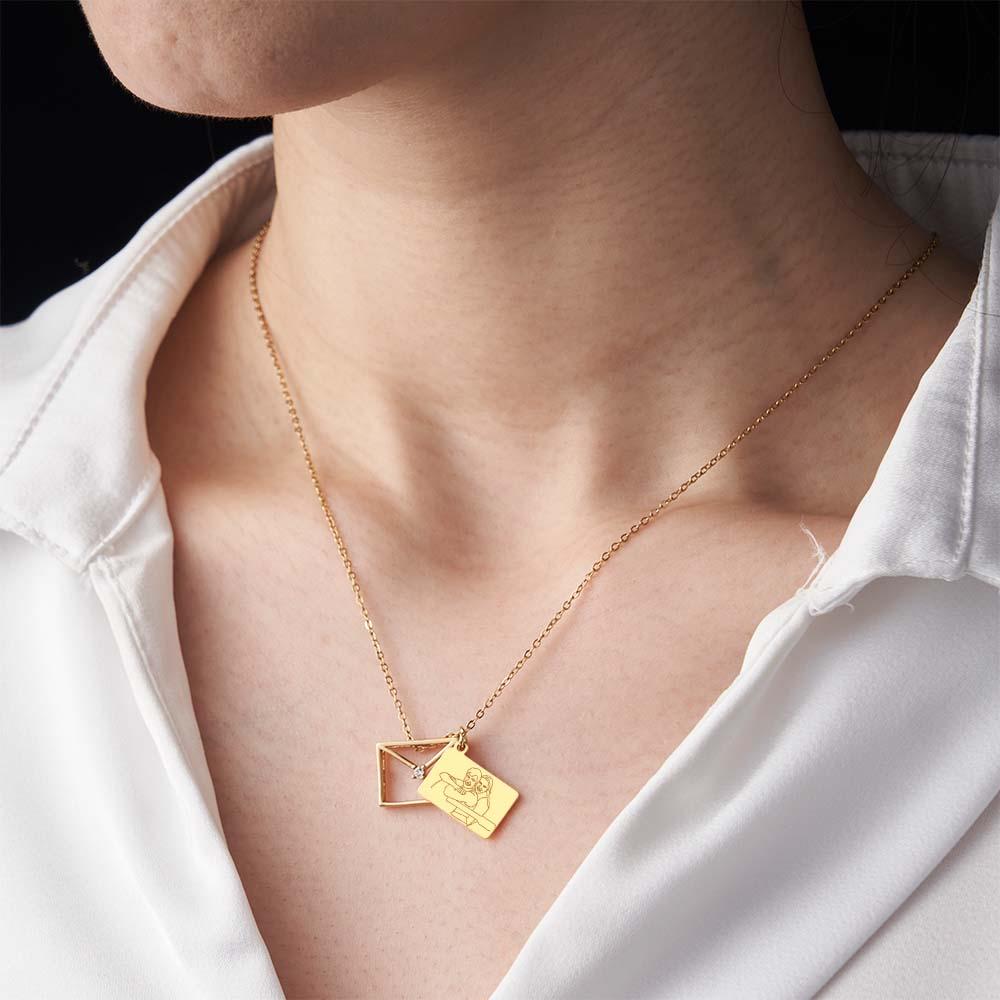 Custom Photo Envelope Letter Necklace - soufeeluk