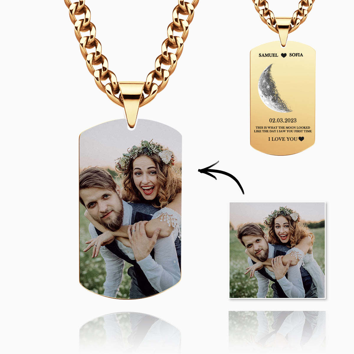 Personalised Moon Phase Photo Necklace Chic Chain Necklace Gifts For Lovers - soufeeluk