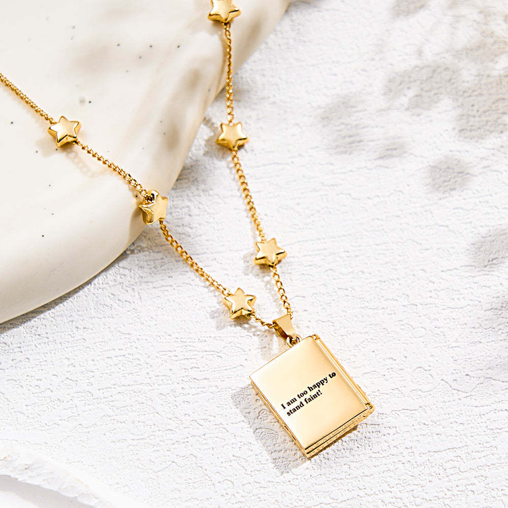 Custom Photo Locket Necklace Fashionable Star Moon Element Pendant Love Gift - soufeeluk