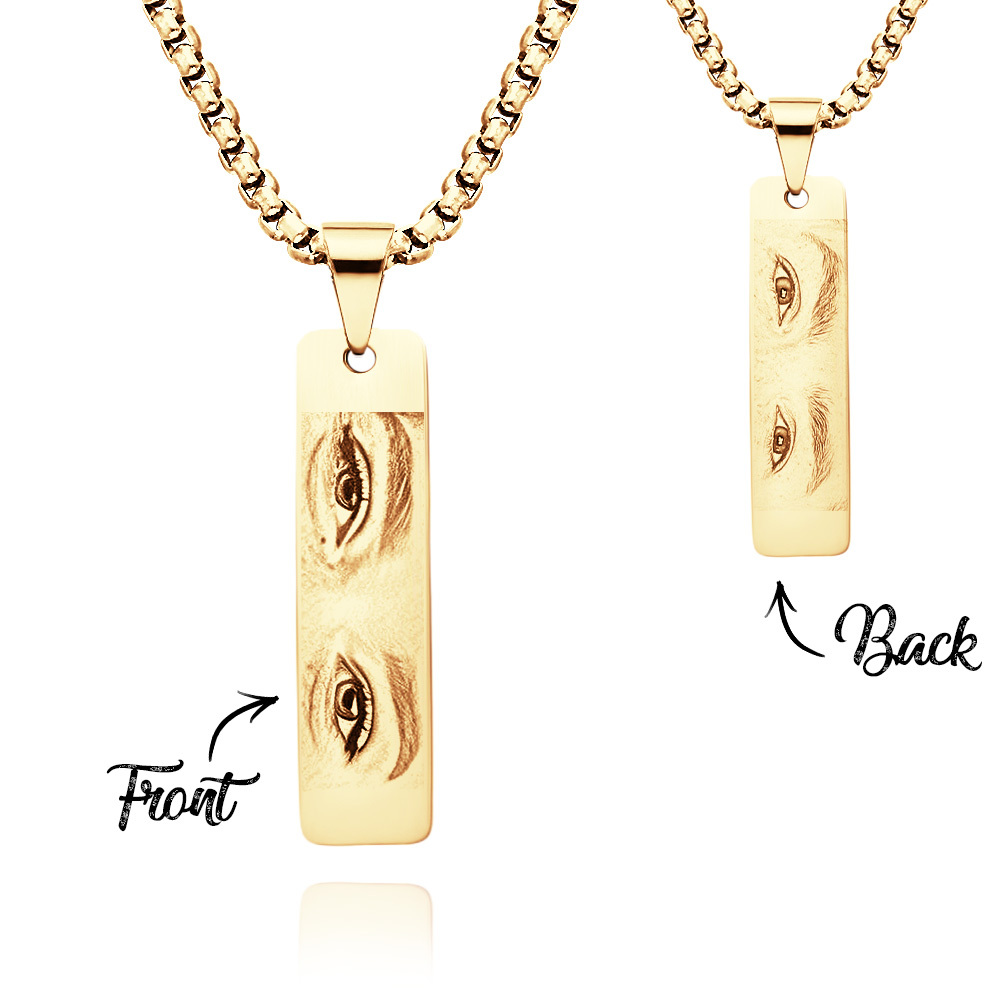 Custom Eyes Photo Necklace Double Sided Personalization Photo Eye Necklace You and Him/Her - soufeeluk