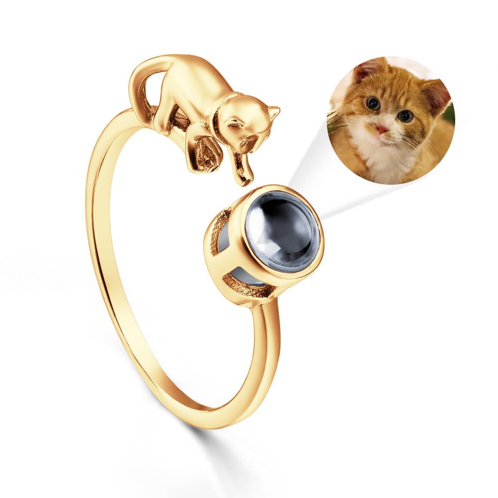 Custom Cat Photo Projection Ring Funny Pet Gift - soufeeluk