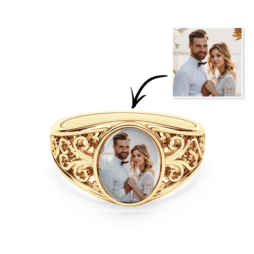 Custom Cutout Photo Rings Personalized Photo Jewelry Valentine's Day Gifts for Couple - soufeeluk