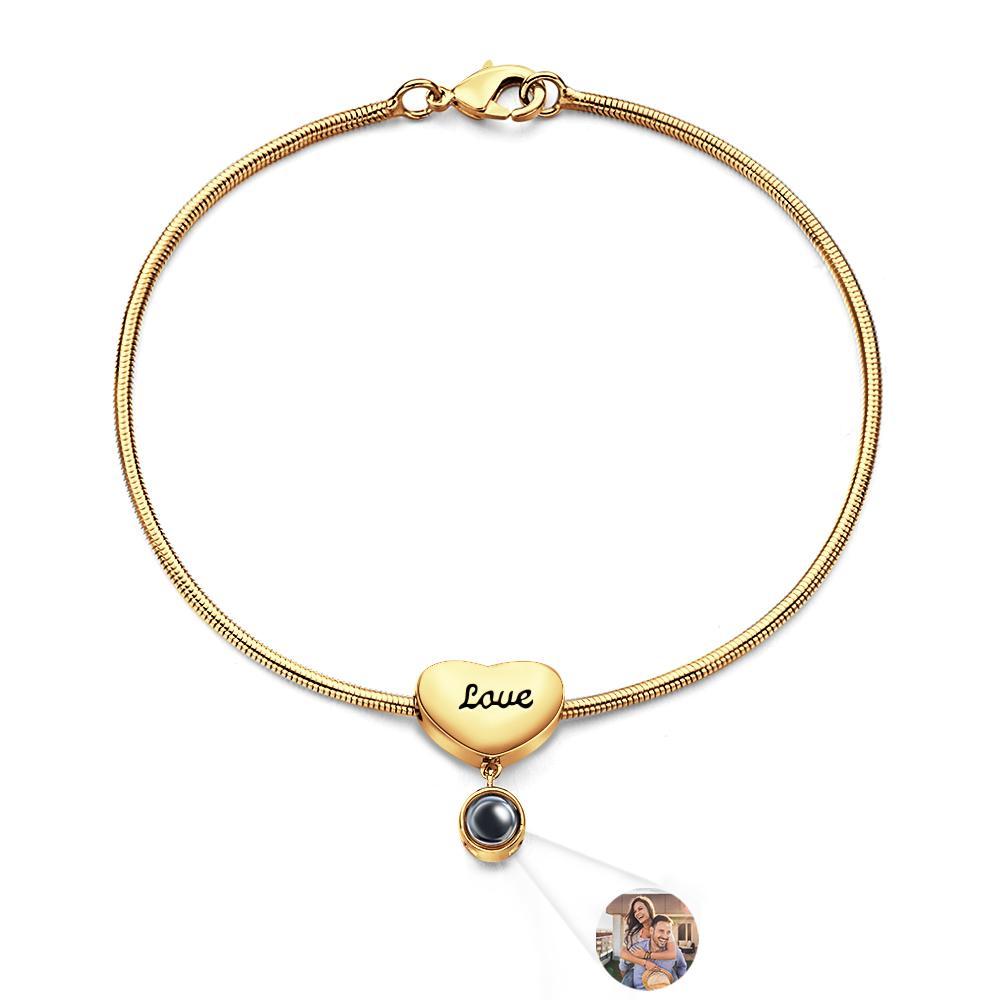 Custom Projection Bracelet Engraved Heart Gift for Her - soufeeluk