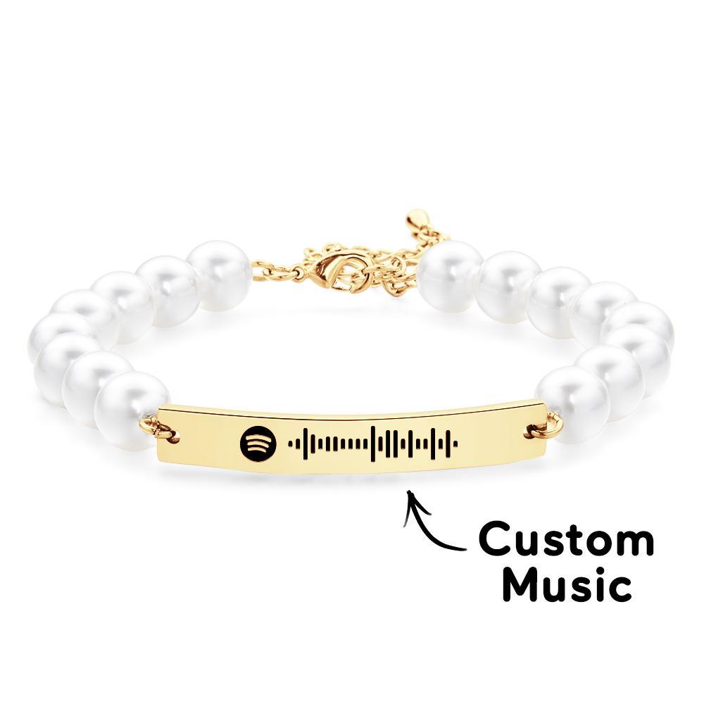Custom Scannable Spotify Code Bracelet Pearl Love Gift - soufeeluk