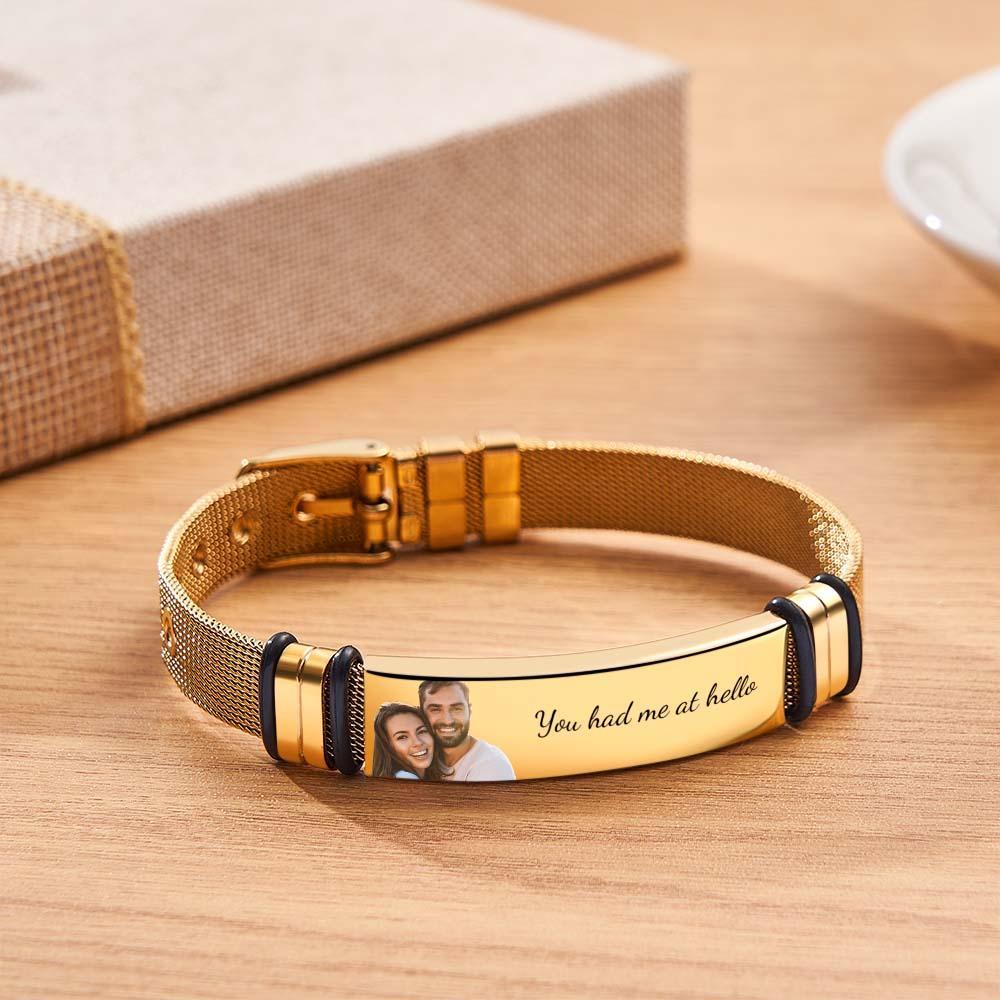 Custom Photo Bracelet for Mens Perfect Gift for Him Custom Message Bracelet Personalised Gift - soufeeluk