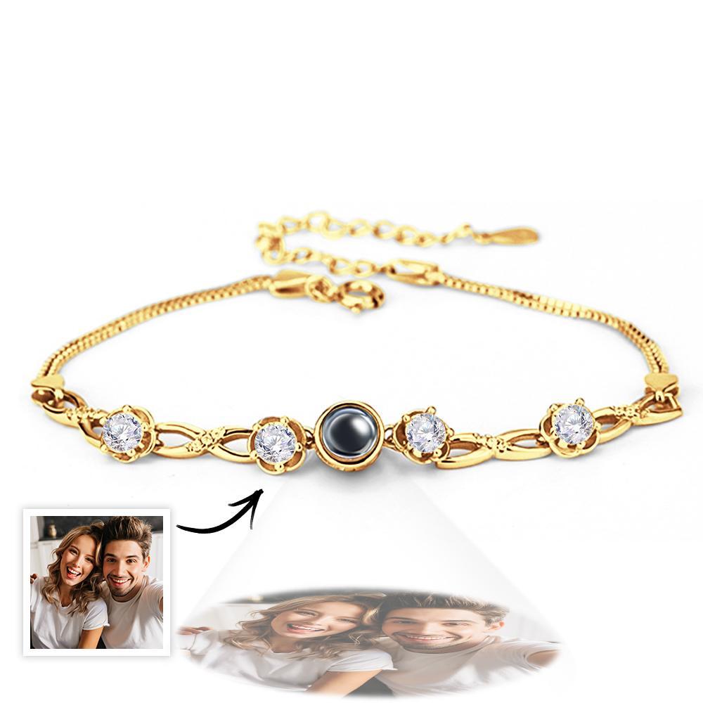 Personalized Photo Projection Bracelet with Diamonds Beautiful Gift for Mom Best Mother's Day Gift - soufeeluk