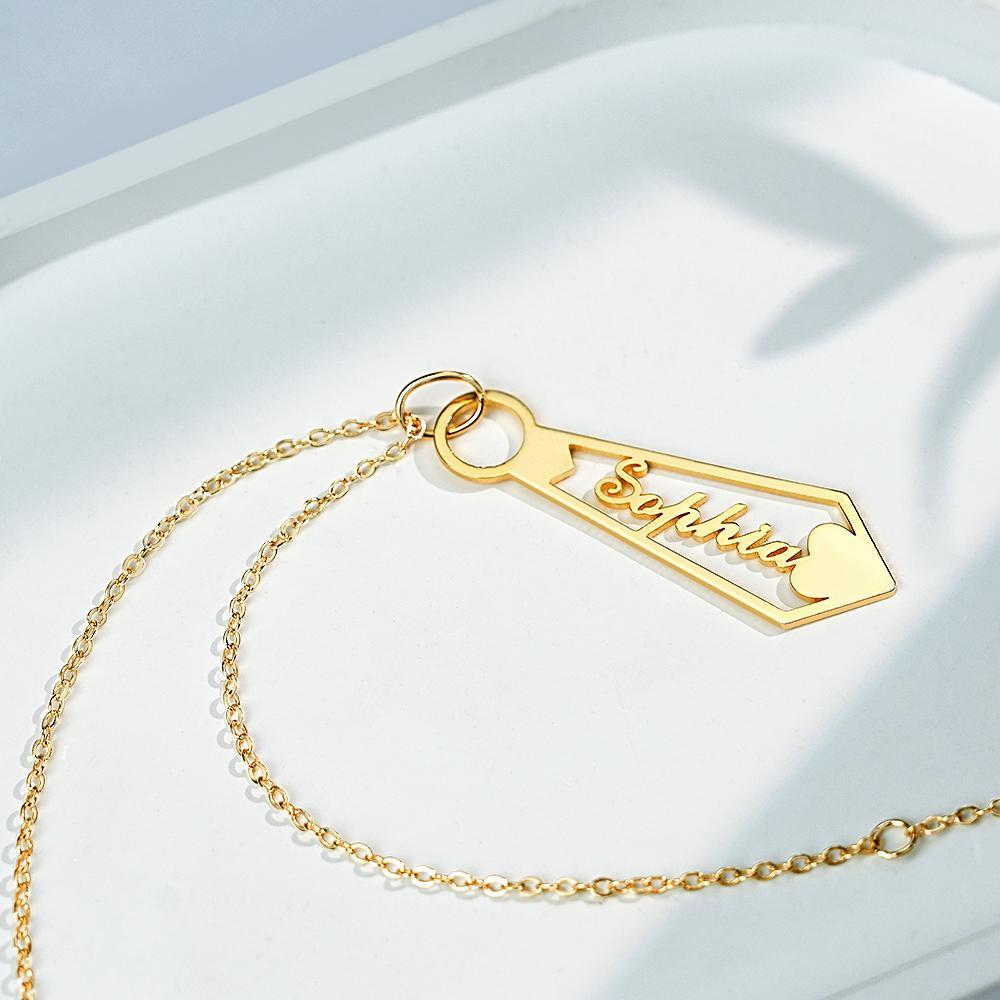 Custom Name Necklace Tie Shaped Pendant Gifts for Dad - soufeeluk