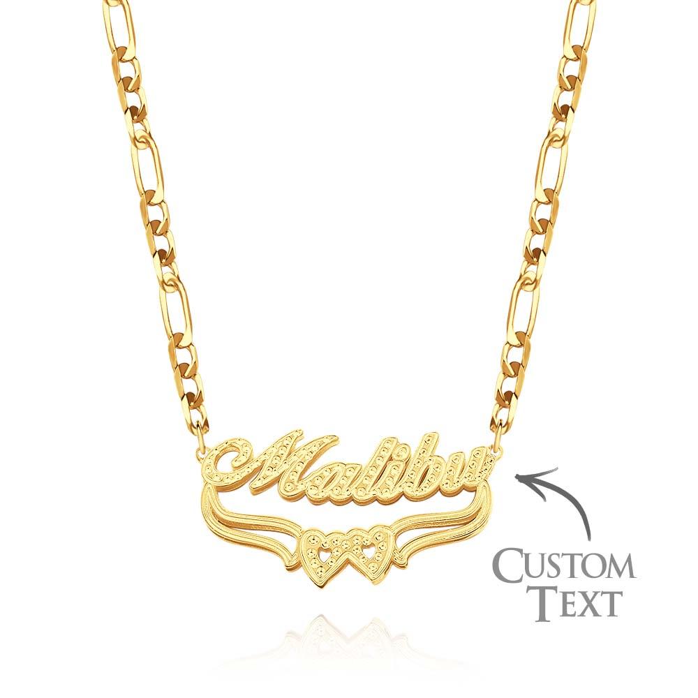 Personalised Hip Hop Name Necklace Double Heart Necklace Fashion Jewellery Gifts for Men - soufeeluk